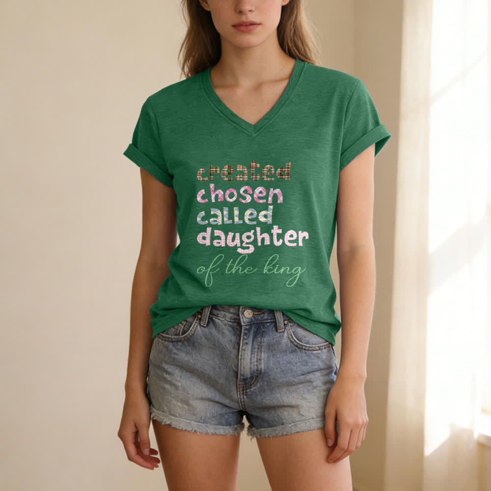 Christianartworkshop T-shirt da donna con scollo a V color grigio antracite con grafica Chosen Daughter - image 9