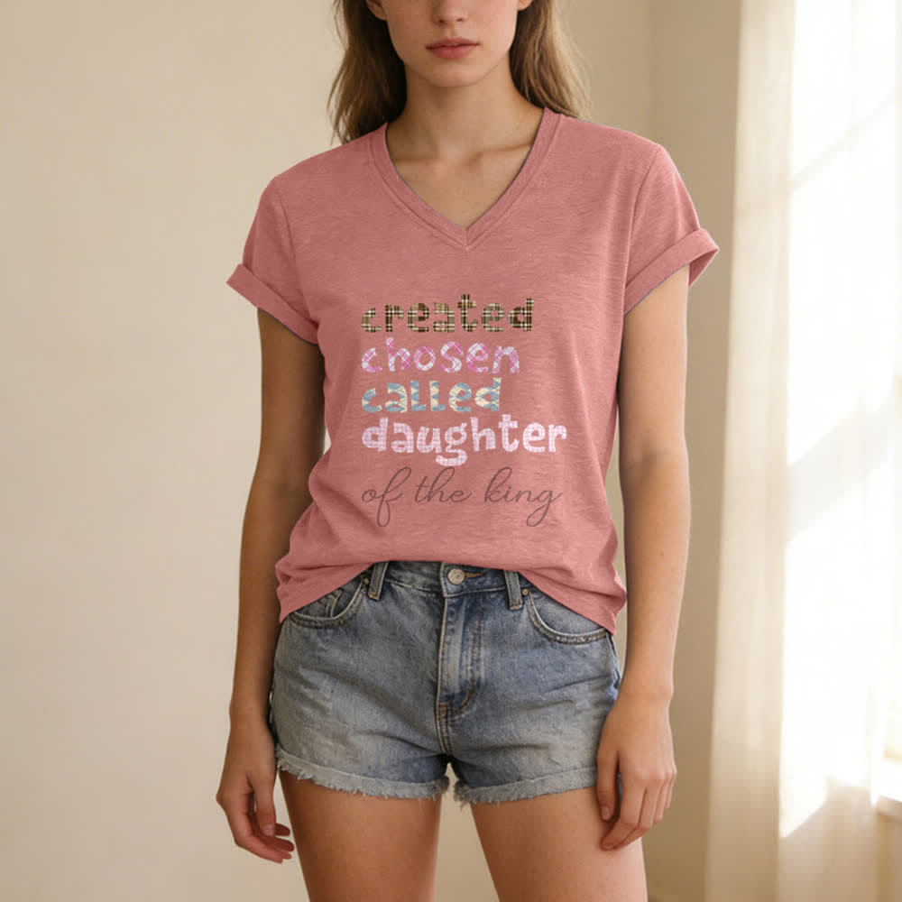Christianartworkshop T-shirt da donna con scollo a V color grigio antracite con grafica Chosen Daughter - image 25