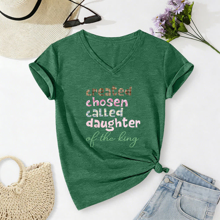 Christianartworkshop T-shirt da donna con scollo a V color grigio antracite con grafica Chosen Daughter - Verde - 2XL - image 8