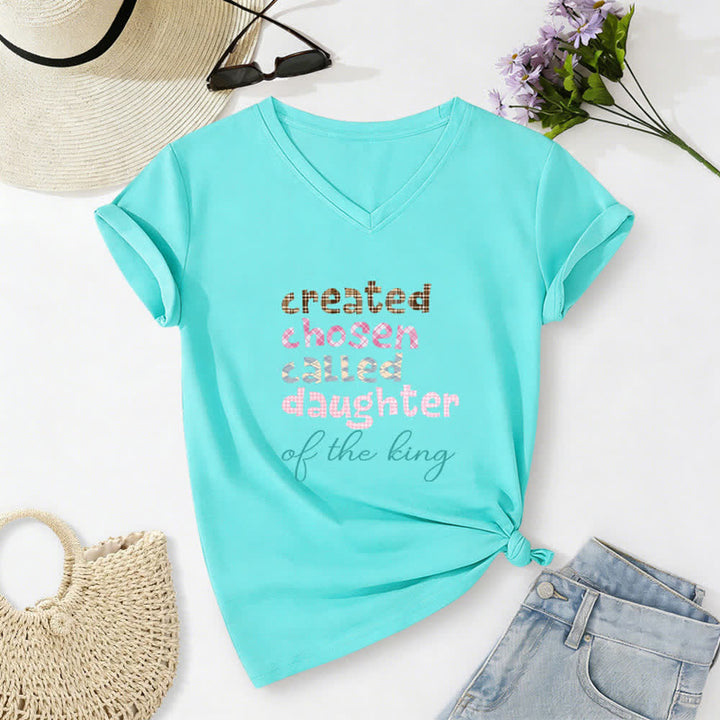 Christianartworkshop T-shirt da donna con scollo a V color grigio antracite con grafica Chosen Daughter - Blu - 2XL - image 18