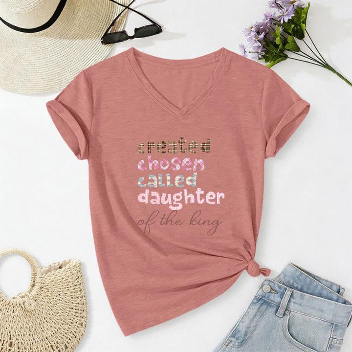 Christianartworkshop T-shirt da donna con scollo a V color grigio antracite con grafica Chosen Daughter - image 24