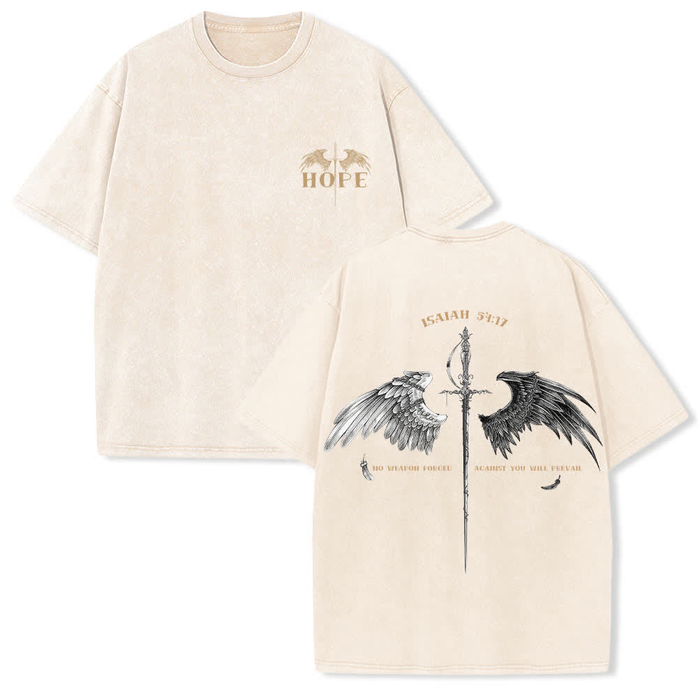 Christianartworkshop Maglietta lavata con ali di speranza (Isaia 54:17) - Beige - 4XL - image 6