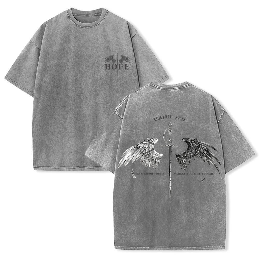Christianartworkshop Maglietta lavata con ali di speranza (Isaia 54:17) - Grigio - 4XL - image 15