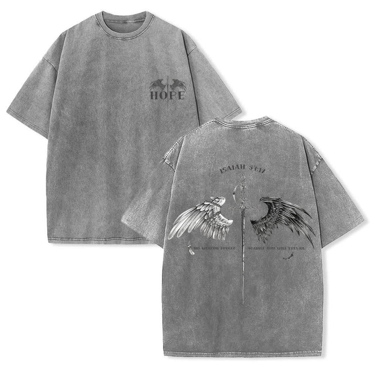 Christianartworkshop Maglietta lavata con ali di speranza (Isaia 54:17) - Grigio - 4XL - image 15