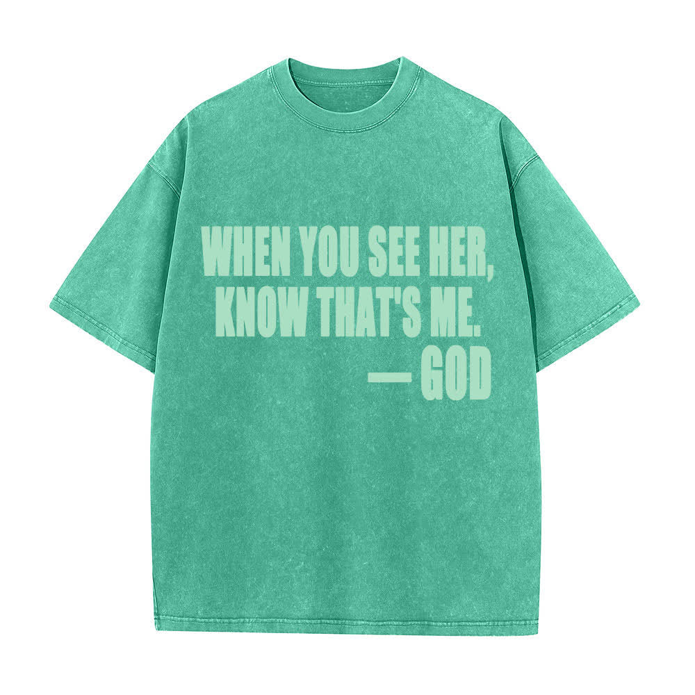Christianartworkshop Maglietta vintage oversize con messaggio divino - Verde - 4XL - image 1