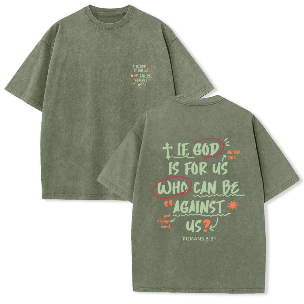 Christianartworkshop Se Dio è con noi T-shirt Boxy Washed - Verde militare - 4XL - image 3