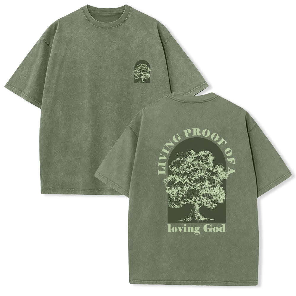 Christianartworkshop T-shirt oversize Living Proof Tree con effetto lavato - Verde militare - 4XL - image 0
