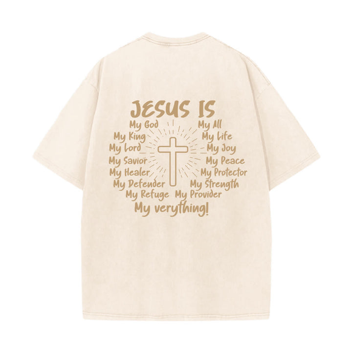 Christianartworkshop T-shirt oversize lavata con stampa sul retro "Gesù è la croce". - image 7