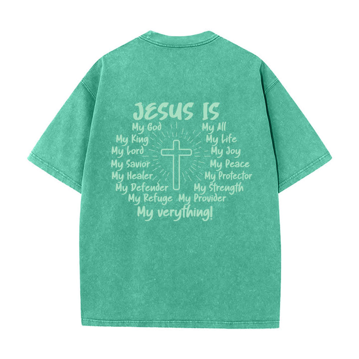 Christianartworkshop T-shirt oversize lavata con stampa sul retro "Gesù è la croce". - image 16