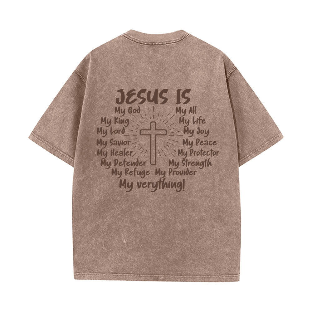 Christianartworkshop T-shirt oversize lavata con stampa sul retro "Gesù è la croce". - image 10