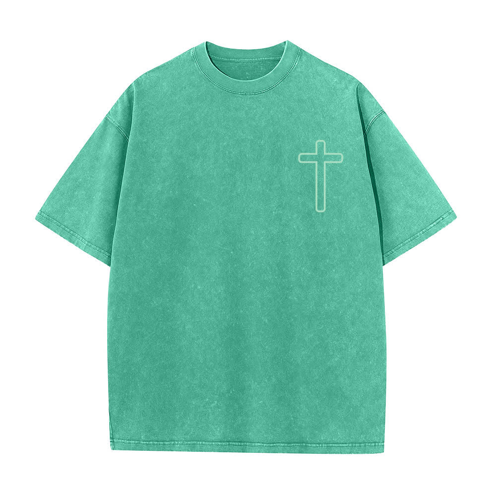 Christianartworkshop T-shirt oversize lavata con stampa sul retro "Gesù è la croce". - image 17