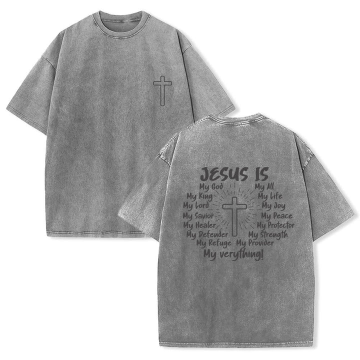 Christianartworkshop T-shirt oversize lavata con stampa sul retro "Gesù è la croce". - Grigio - 4XL - image 12