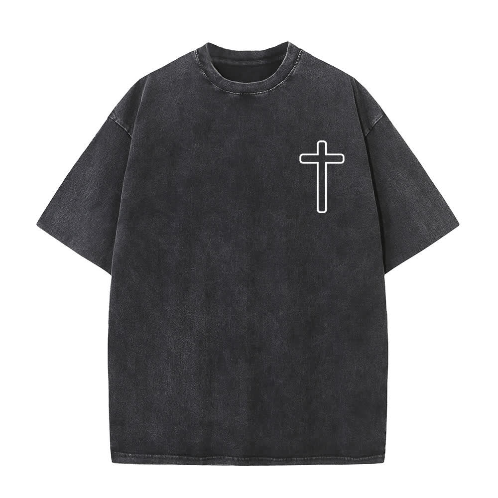 Christianartworkshop T-shirt oversize lavata con stampa sul retro "Gesù è la croce". - image 2