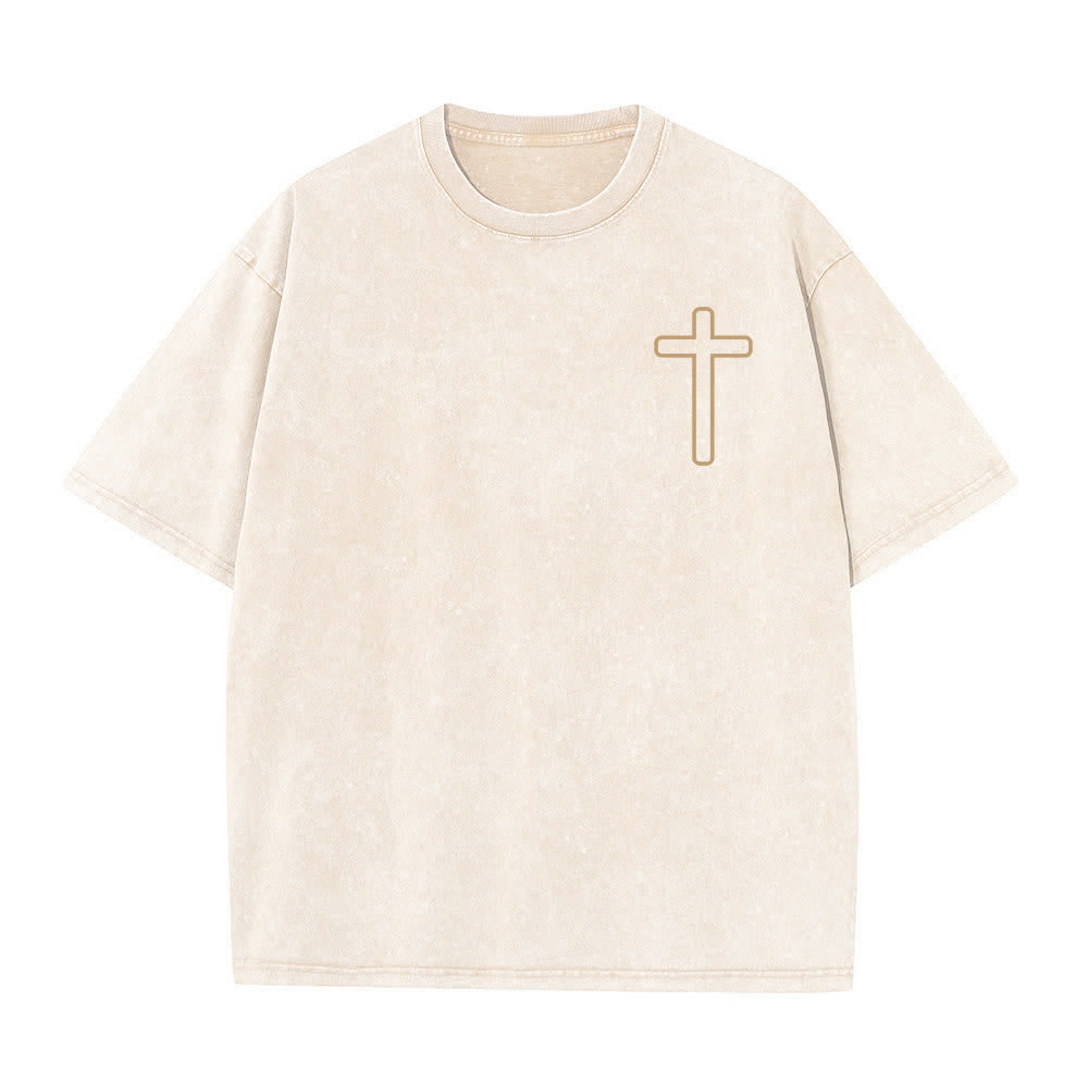 Christianartworkshop T-shirt oversize lavata con stampa sul retro "Gesù è la croce". - image 8