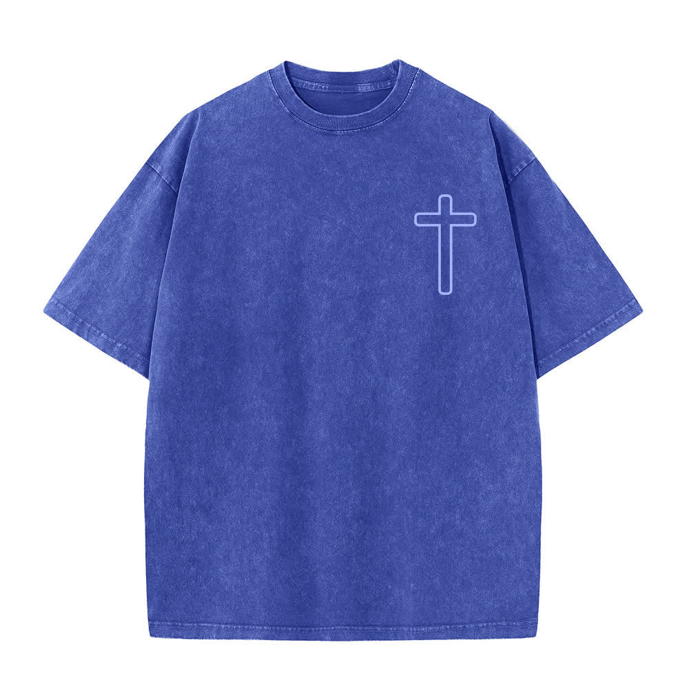 Christianartworkshop T-shirt oversize lavata con stampa sul retro "Gesù è la croce". - image 20
