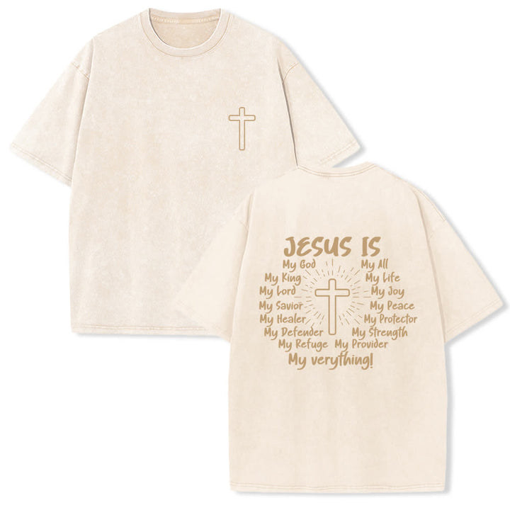 Christianartworkshop T-shirt oversize lavata con stampa sul retro "Gesù è la croce". - Beige - 4XL - image 6