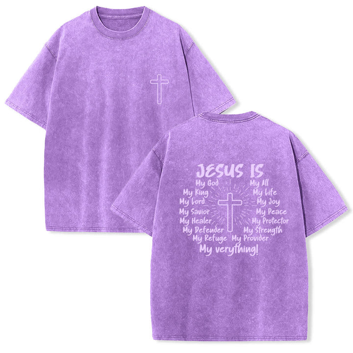 Christianartworkshop T-shirt oversize lavata con stampa sul retro "Gesù è la croce". - Viola - 4XL - image 21