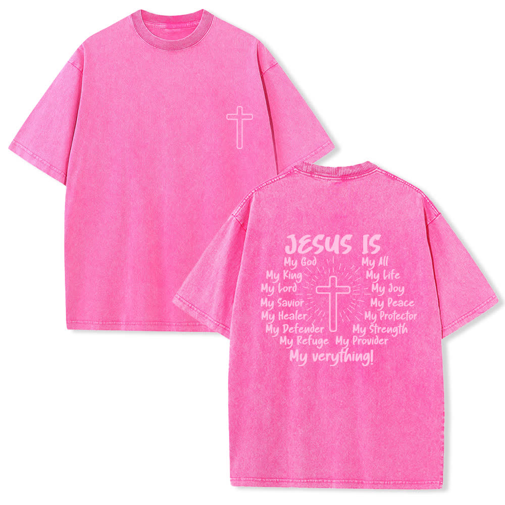Christianartworkshop T-shirt oversize lavata con stampa sul retro "Gesù è la croce". - Rosa - 4XL - image 24