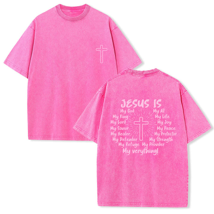 Christianartworkshop T-shirt oversize lavata con stampa sul retro "Gesù è la croce". - Rosa - 4XL - image 24