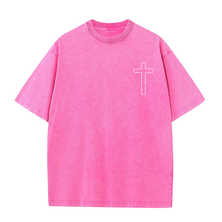 Christianartworkshop T-shirt oversize lavata con stampa sul retro "Gesù è la croce". - image 26