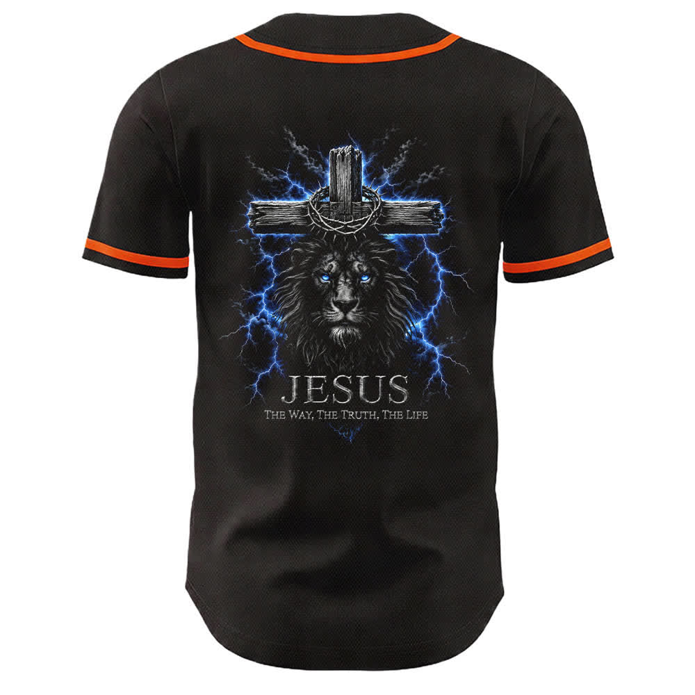 Christianartworkshop: maglia da baseball nera con Gesù Leone e fulmine - image 7