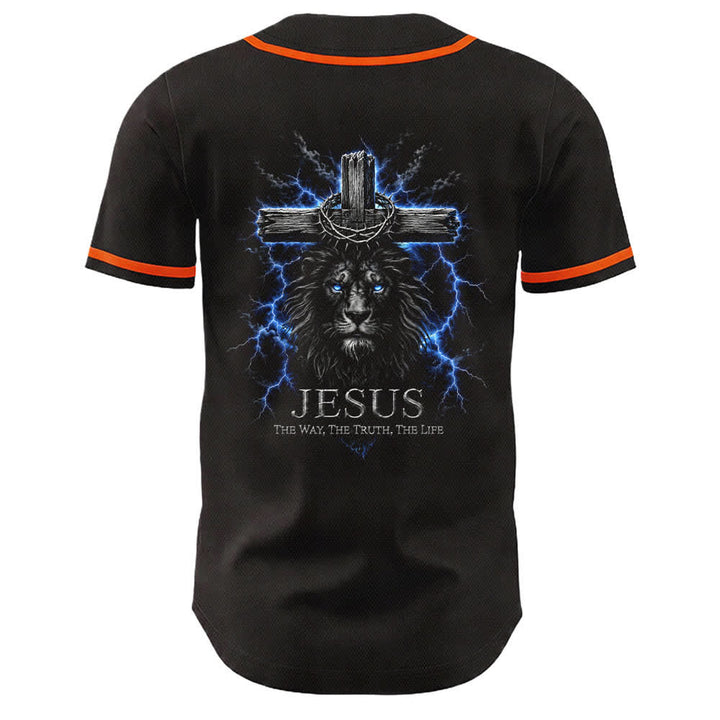 Christianartworkshop: maglia da baseball nera con Gesù Leone e fulmine - image 7