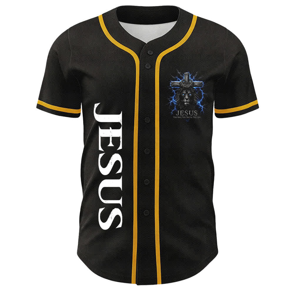 Christianartworkshop: maglia da baseball nera con Gesù Leone e fulmine - image 5
