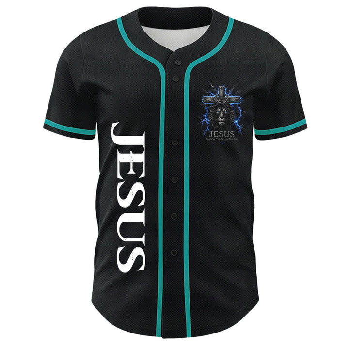 Christianartworkshop: maglia da baseball nera con Gesù Leone e fulmine - image 20