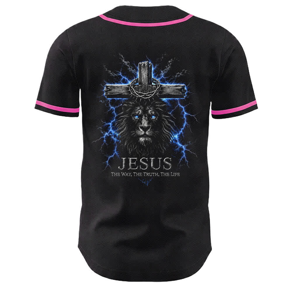 Christianartworkshop: maglia da baseball nera con Gesù Leone e fulmine - image 13