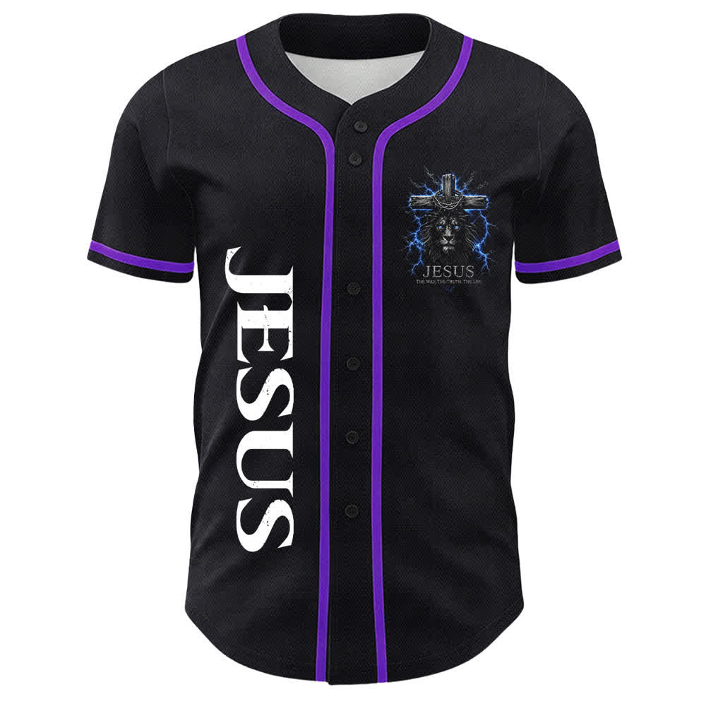 Christianartworkshop: maglia da baseball nera con Gesù Leone e fulmine - image 23