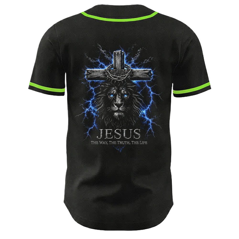 Christianartworkshop: maglia da baseball nera con Gesù Leone e fulmine - image 25