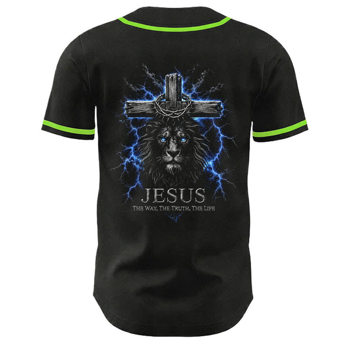 Christianartworkshop: maglia da baseball nera con Gesù Leone e fulmine - image 25