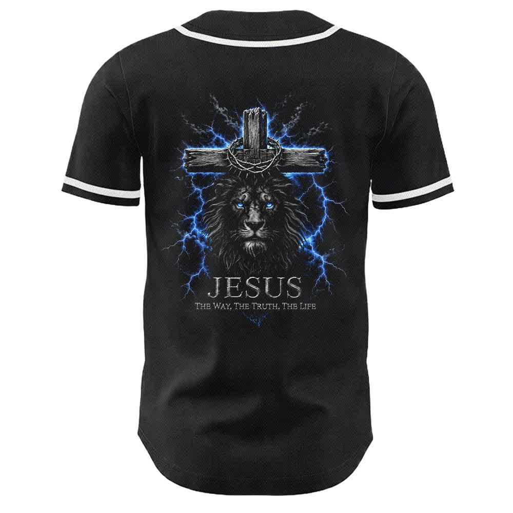 Christianartworkshop: maglia da baseball nera con Gesù Leone e fulmine - image 16