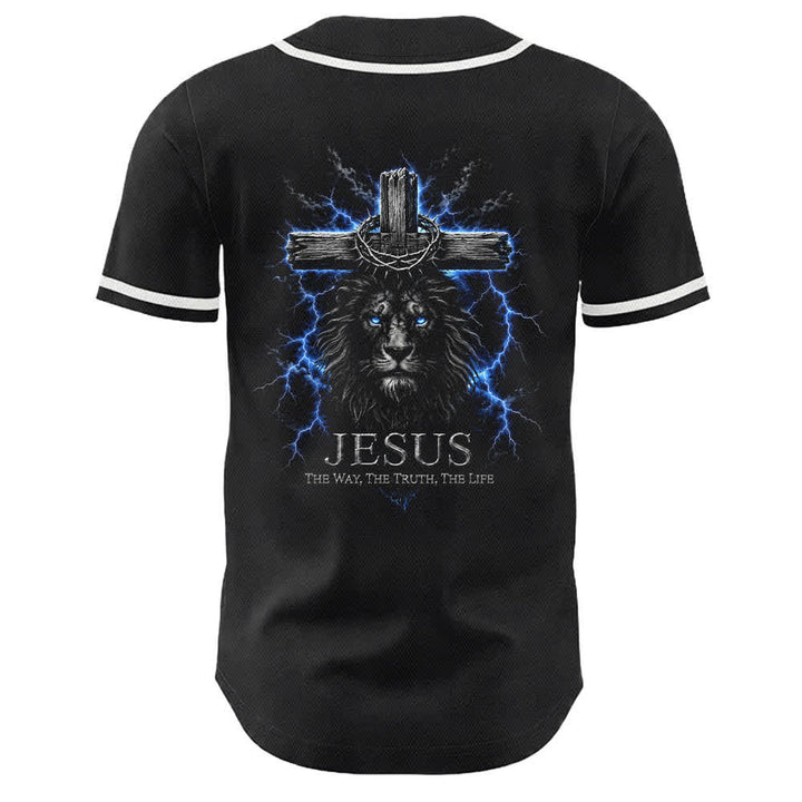 Christianartworkshop: maglia da baseball nera con Gesù Leone e fulmine - image 16