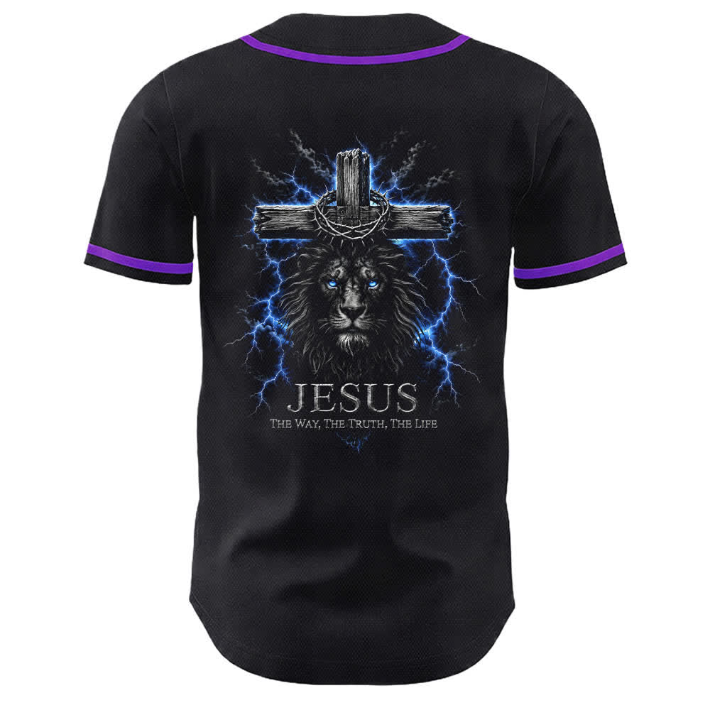 Christianartworkshop: maglia da baseball nera con Gesù Leone e fulmine - image 22