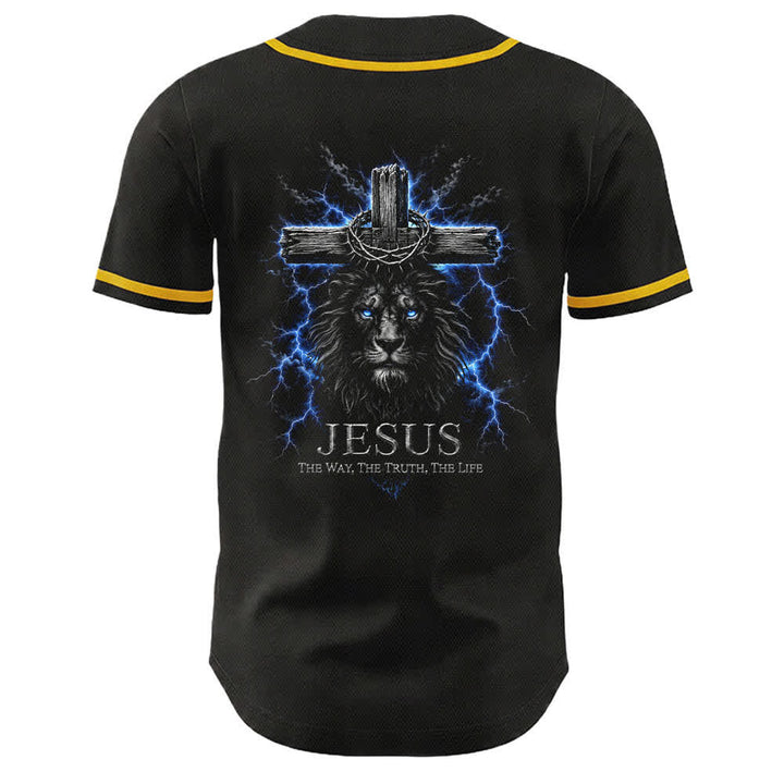 Christianartworkshop: maglia da baseball nera con Gesù Leone e fulmine - image 4