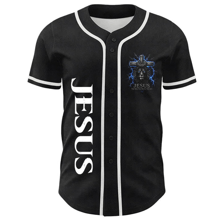 Christianartworkshop: maglia da baseball nera con Gesù Leone e fulmine - image 17