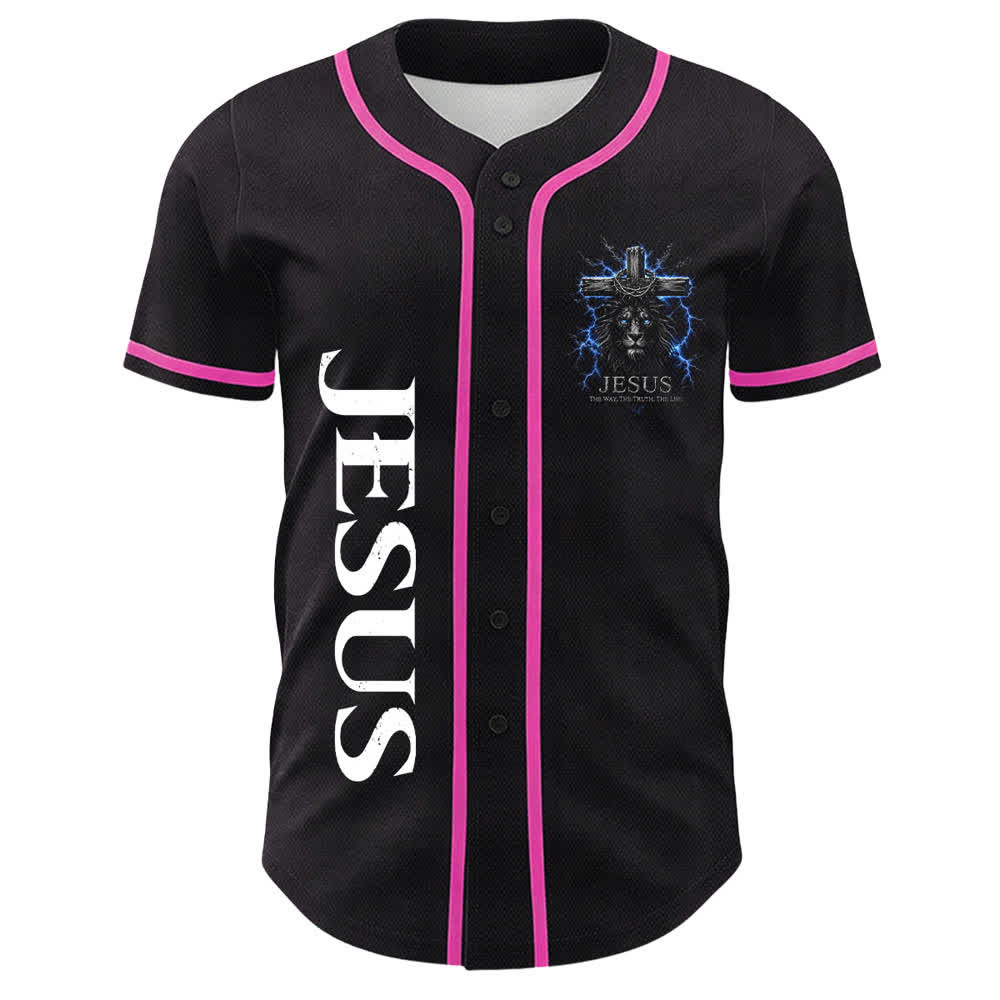 Christianartworkshop: maglia da baseball nera con Gesù Leone e fulmine - image 14