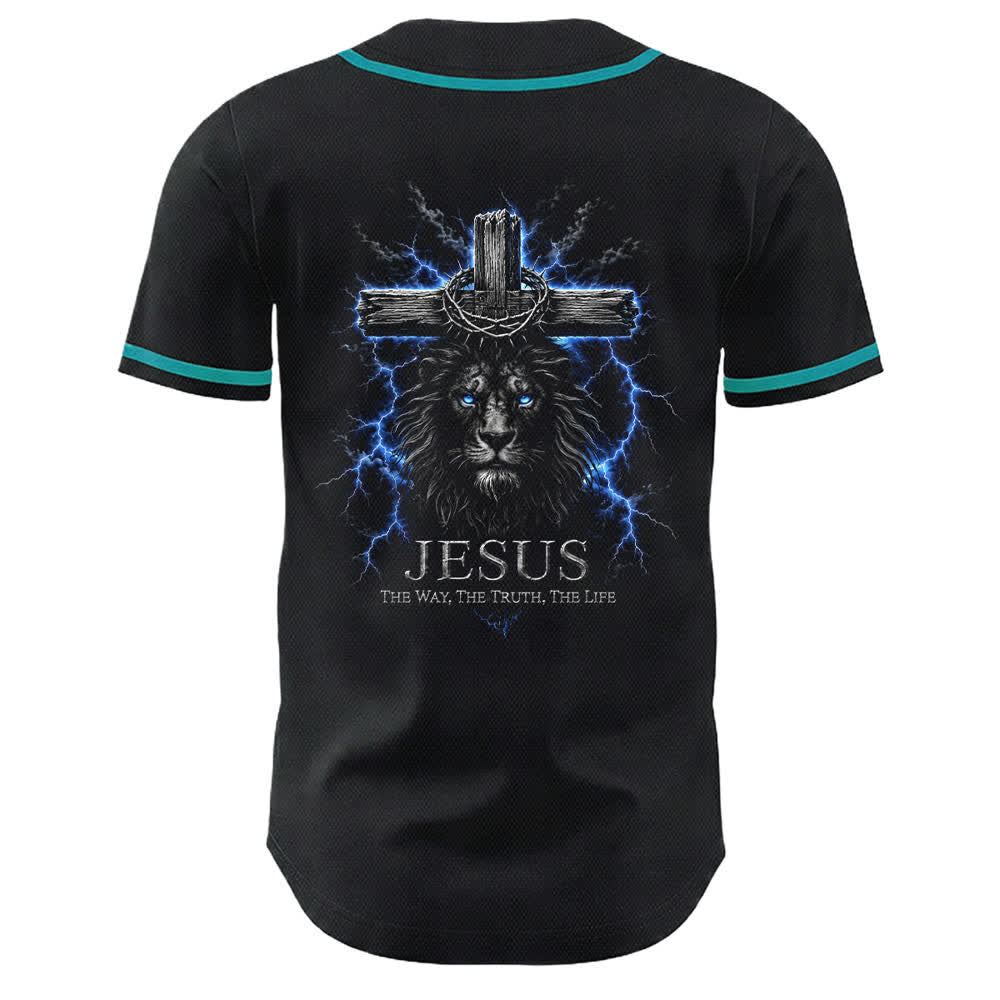 Christianartworkshop: maglia da baseball nera con Gesù Leone e fulmine - image 19