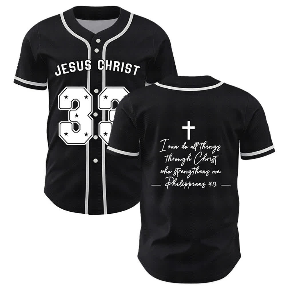 Christianartworkshop Gesù Cristo 33 Maglia da baseball azzurra - Nero - 5XL - image 7