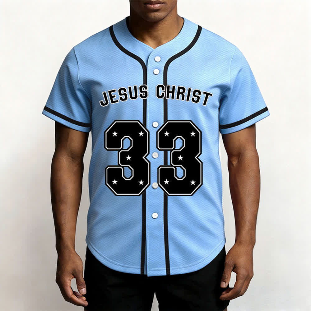 Christianartworkshop Gesù Cristo 33 Maglia da baseball azzurra - image 5