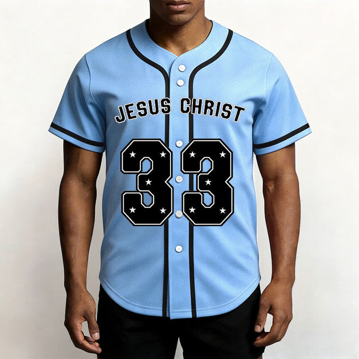 Christianartworkshop Gesù Cristo 33 Maglia da baseball azzurra - image 5