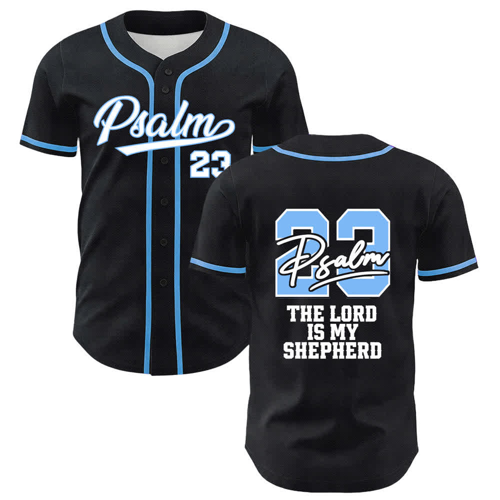 Christianartworkshop Salmo 23 Maglia da baseball nera e oro con scritta - Blu celeste - 5XL - image 9