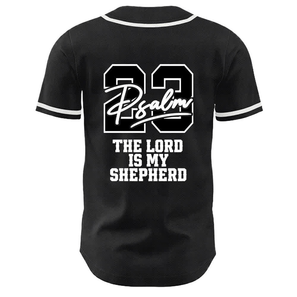 Christianartworkshop Salmo 23 Maglia da baseball nera e oro con scritta - image 25