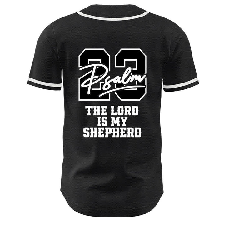 Christianartworkshop Salmo 23 Maglia da baseball nera e oro con scritta - image 25