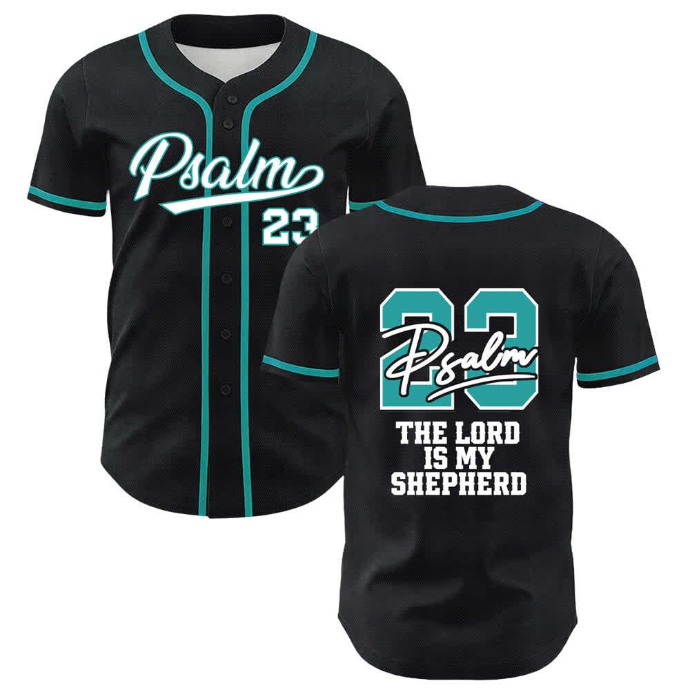 Christianartworkshop Salmo 23 Maglia da baseball nera e oro con scritta - Lago Blu - 5XL - image 6