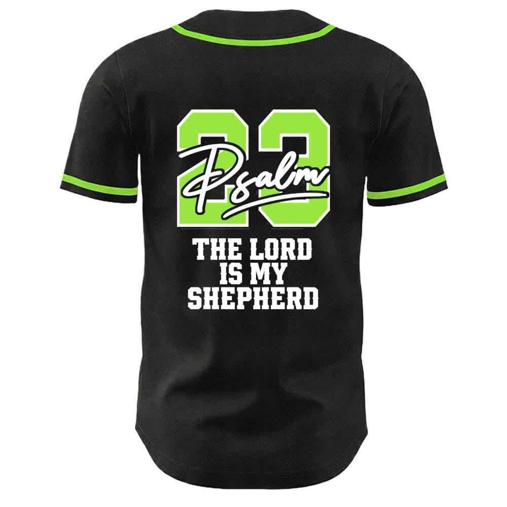 Christianartworkshop Salmo 23 Maglia da baseball nera e oro con scritta - image 13