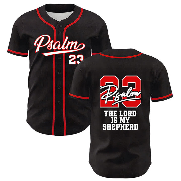 Christianartworkshop Salmo 23 Maglia da baseball nera e oro con scritta - Rosso - 5XL - image 21