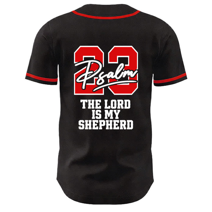Christianartworkshop Salmo 23 Maglia da baseball nera e oro con scritta - image 22