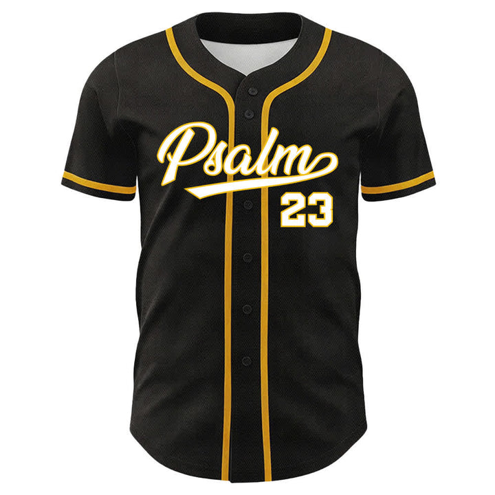 Christianartworkshop Salmo 23 Maglia da baseball nera e oro con scritta - image 2
